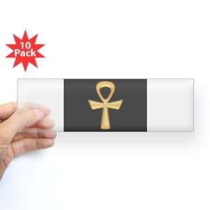  Bumper Sticker Clear (10 Pack) Egyptian Gold Ankh Black 