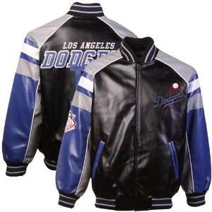  L.A. Dodgers Black Pleather Varsity Full Zip Jacket   (XX 