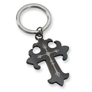    Chisel Black Plated Cross Stainless Steel Key Ring Chisel Jewelry