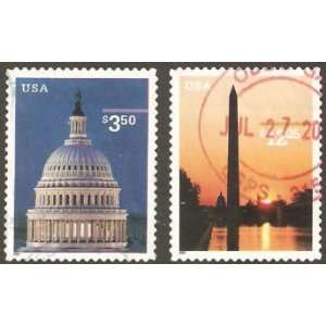  USA Postage Stamps $3.50 Capital Dome & $12.25 Washington 
