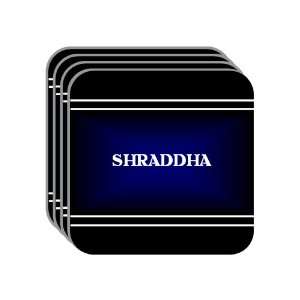  Name Gift   SHRADDHA Set of 4 Mini Mousepad Coasters (black design