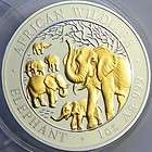 SOMALIA 2008 100 SH. ELEPHANT 1 OZ 0.999 SILVER GILDED WILDLIFE RARE