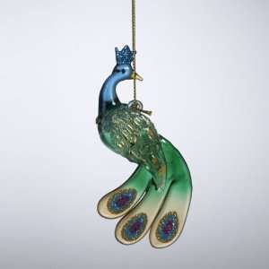 Club Pack of 12 Regal Peacock Blue and Green Glass Christmas Ornaments 