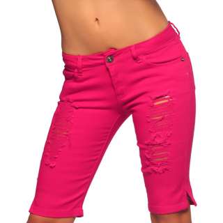   Color Stretch Denim Jeans Summer Beach Bermuda Style Shorts  