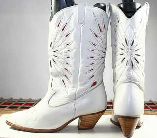 VINTAGE CUTOUT INLAY STARS LEATHER DINGO WESTERN/COWBOY BOOTS WOMENS 