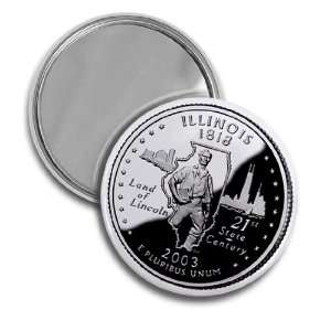  ILLINOIS State Quarter Mint Image 2.25 inch Pocket Mirror 