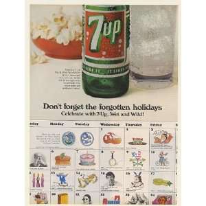 1967 7 Up Bottle Wet and Wild Forgotten Holidays Calendar Print Ad 