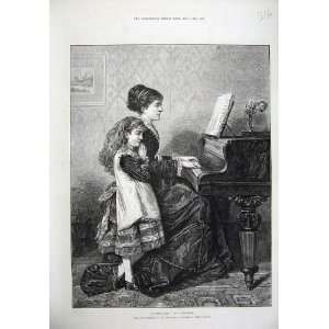   1875 Fine Art Mother Little Girl Piano Music Kilburne