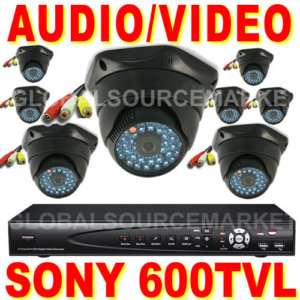 SONY 600TVL AUDIO VIDEO DOME camera 8CH H.264 DVR CCTV  