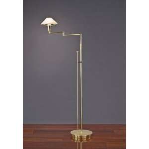   , Dimmable Swing Arm Floor Lamp in Polished Brass / Brushed Brass