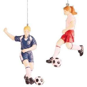 Female Soccer Players Set of 2 Christmas Ornament  Sports 