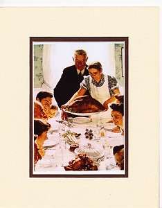   DBL MAT PRINT FOUR FREEDOMS FROM WANT TURKEY THANKSGIVING THEME  