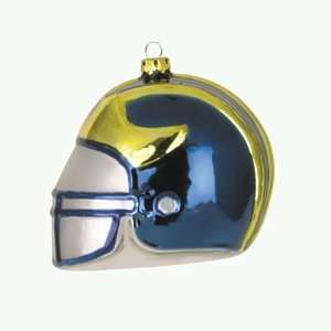  Pack of 2 NCAA Michigan Wolverines Blown Glass Helmet 