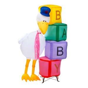  7 Inflatable Baby Stork with Alphabet Blocks & Banners 