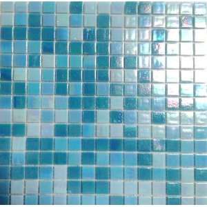 Glass Tile Backsplash for kitchen Iridescent Blue Illusion Art Glass 