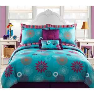  Blue & Purple Teen Girls Twin Comforter Set + BONUS 