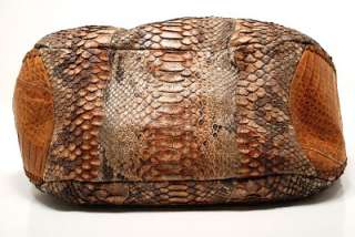 CARLOS FALCHI Bge/Brn/Gry Python/Alligator Shoulder Bag Handmade 