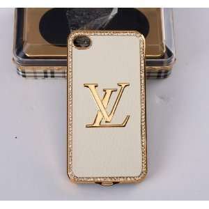 Limited Edition LV DIAMOND RIM SKIN with Gold Frame Leather Case for 