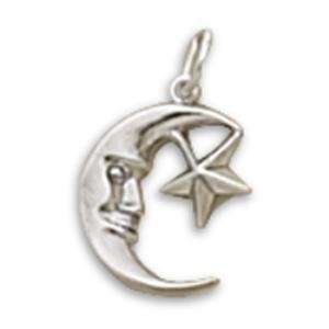  Man in the Moon and Star Charm Sterling Silver Jewelry