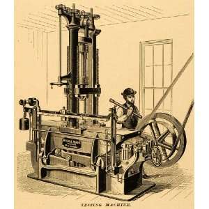  1879 Print Testing Machine Machinery Antique Worker Riehle 