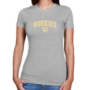  UW Huskies Tee Shirt  Washington Huskies Ladies Ash Logo 