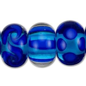  Aqua with Cobalt Mix Roundel Bead (7 pcs) Strand Arts 