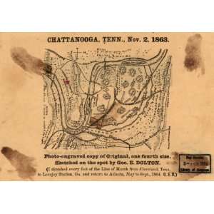    1864 Civil War map of Chattanooga, Tennessee