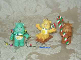 RARE HARD TO FIND CARE BEARS HOUSE Tin with 3 Care Bears ornament set 