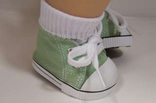 LT GREEN Canvas Tennis Deck Doll Shoes For Bitty Baby♥  