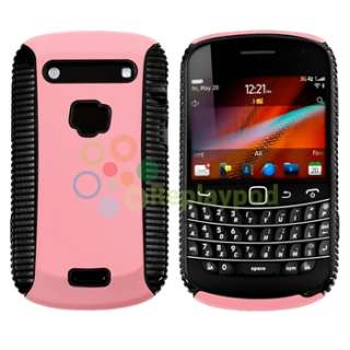 Black Pink Hard Hybrid Case+Privacy Guard+USB For BlackBerry Bold 9900 