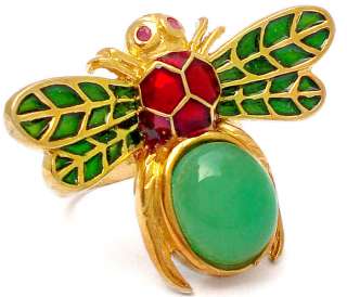 COLOMBIAN EMERALD RUBY EYE THAI LUCKY BUTTERFLY RING  