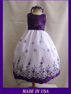 072 purple Flower girl dress wedding # 1 2 4 6 8 10 12  