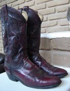 BLACK CHERRY Leather Mens Cowboy Boots. size 9 D GREAT LOOKING 