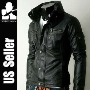 StylishHomme High neck Leather Jacket Black XS~XXL  
