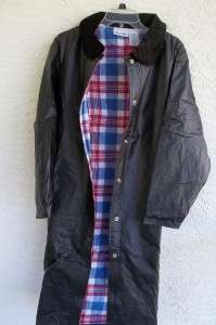 NEW BLAIR MEDIUM BLACK PVC SNAP FRONT COAT WITH RED PLAID QUILTED 