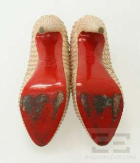   Louboutin Blush Python Lace Up Bloody Mary Heels Size 38.5  