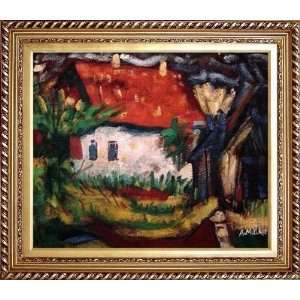 Countryside Red Roof House, Impressionist Oil Painting, with Exquisite 