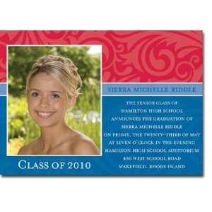   Collections   Graduation Invitations (Damask   Red & Blue with Photo