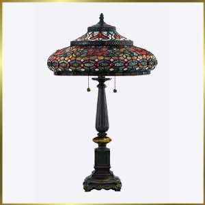  Tiffany Table Lamp, QZTF127T, 2 lights, Antique Bronze, 17 