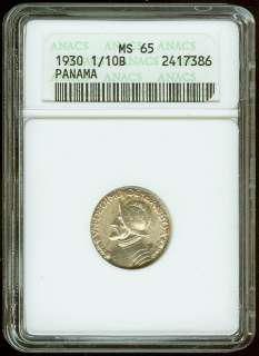 1930 1/10B ANACS MS 65 Panama  