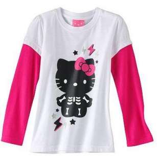 Hello Kitty Halloween Long Sleeve Shirt Tee Top SKELETON Size 4 5 6 6X 