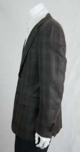 CANALI Brown Silk/Wool Windowpane Plaid Two Button Sportcoat Blazer 