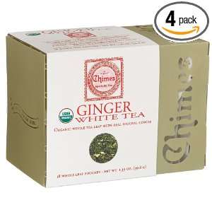 Chimes Ginger White Tea, 18 Count Whole Leaf Pouches,1.39 Ounce Box 