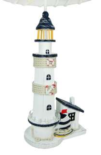 Wooden Lighthouse Table Lamp 18 Inch Shade Nautical  
