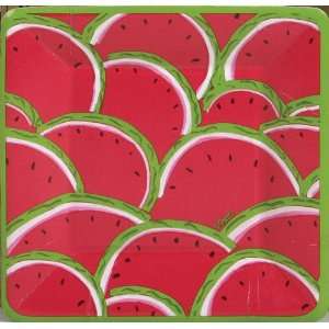  Caspari Set of 2 Watermelon Square Salad Plate, 16 plates 