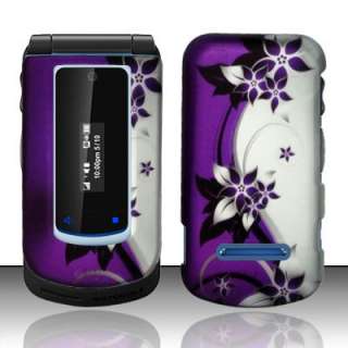 For Motorola i412 Boost Mobile Purple Silver Vines Texture Snap On 