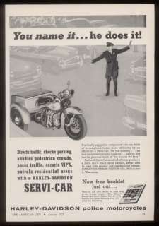 1957 Harley Davidson Servi Car 3 wheel motorcycle ad  