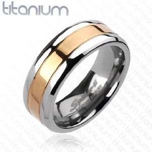  Solid Titanium Rose Gold IP Center Band Ring   Size 9 13 