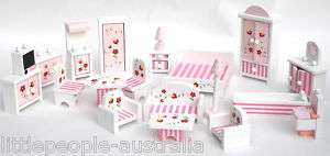 DOLL HOUSE 1/12 SCALE WOODEN FURNITURE SET 20pc NEW Ldy  