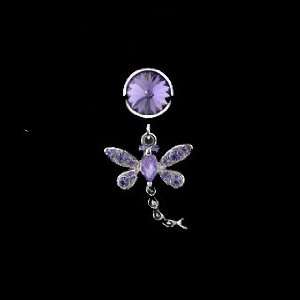 Non Piercing Belly Button Ring Surgical Steel Top Part with Tanzanite 